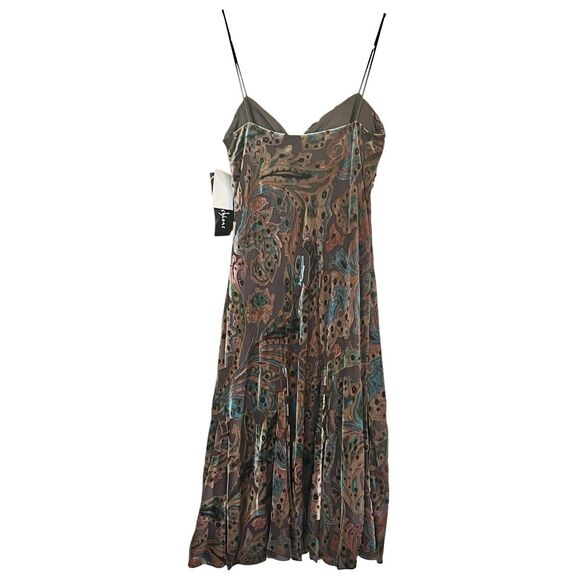 S.L. Fashions Velvet Burnout Bandeau Dress 8 NWT Chocolate Brown Fall Y2K - Picture 2 of 11